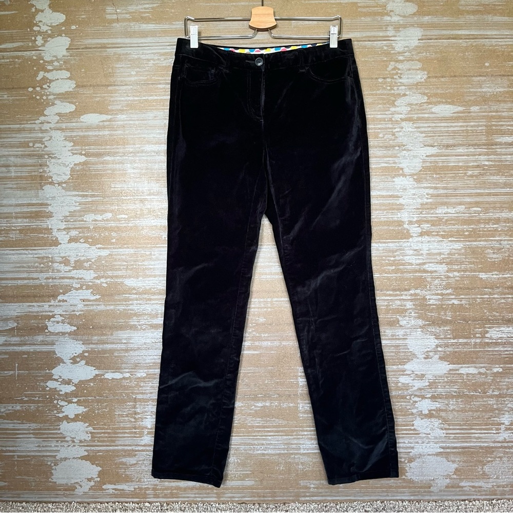 Boden Velvet Straight Leg Pants Black Career Preppy Work Wear Womens 8